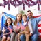 4 Pack 6.6 ft Red White Blue Patriotic Tinsel Garland with American Flags, Metallic Foil Fringe Banner Streamers for 4th of July